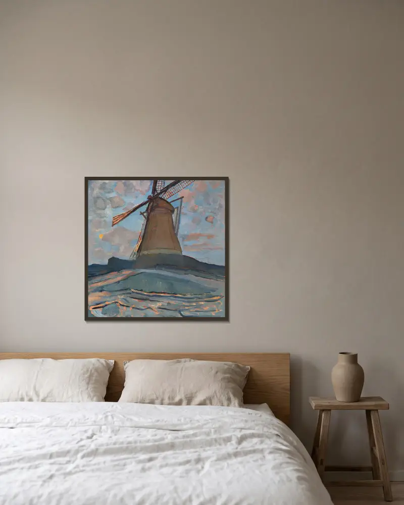 Větrný mlýn, Piet Mondrian v rámu na stěně