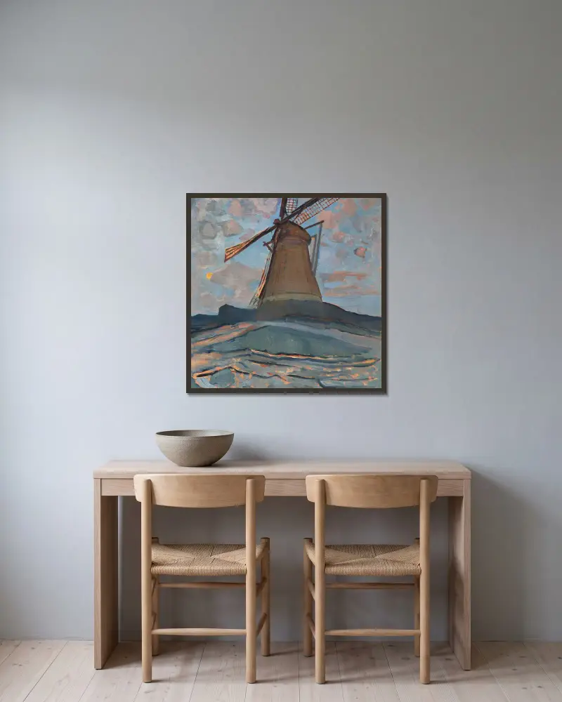 Větrný mlýn, Piet Mondrian v rámu na stěně