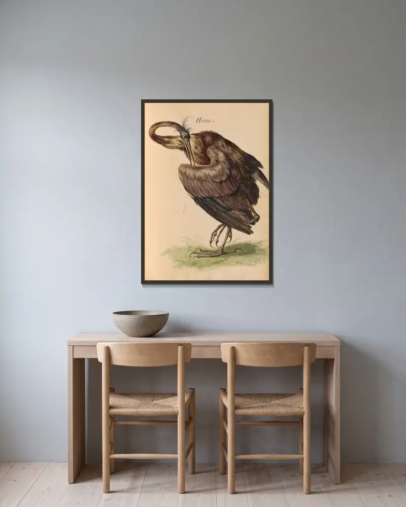 Vögel aus der königlichen Menagerie Pl. 58 von Pieter Boel gerahmt an einer Wand