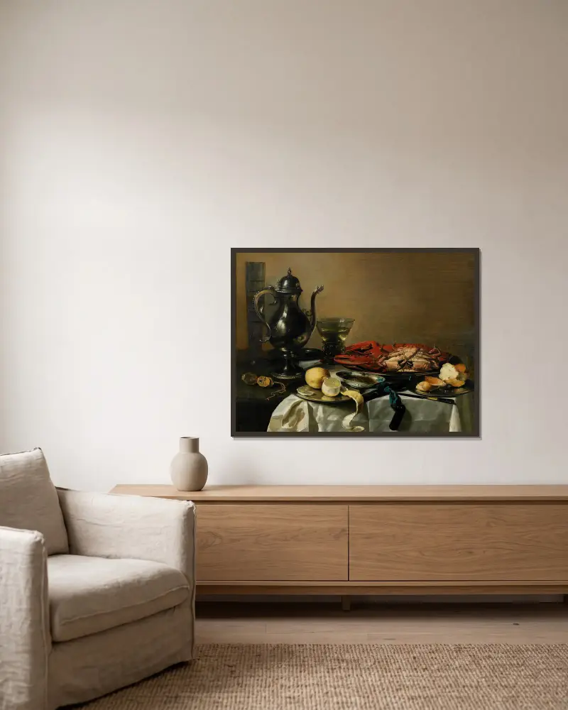 Martwa natura, 1643 – Nr. 1, Pieter Claesz w ramie na ścianie