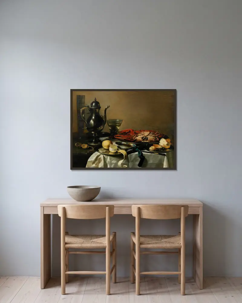 Martwa natura, 1643 – Nr. 1, Pieter Claesz w ramie na ścianie