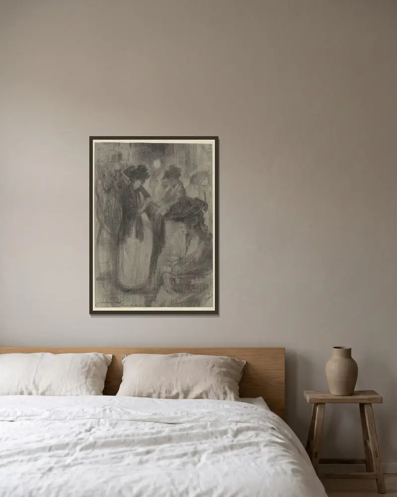 Blomsterflickor i London av Pieter Dupont inramad på en vägg