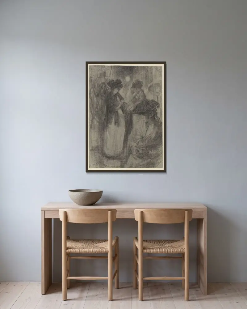 Blomsterflickor i London av Pieter Dupont inramad på en vägg