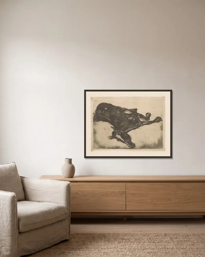 Totes Pferd, 1900 – Nr. 2 von Pieter Dupont gerahmt an einer Wand