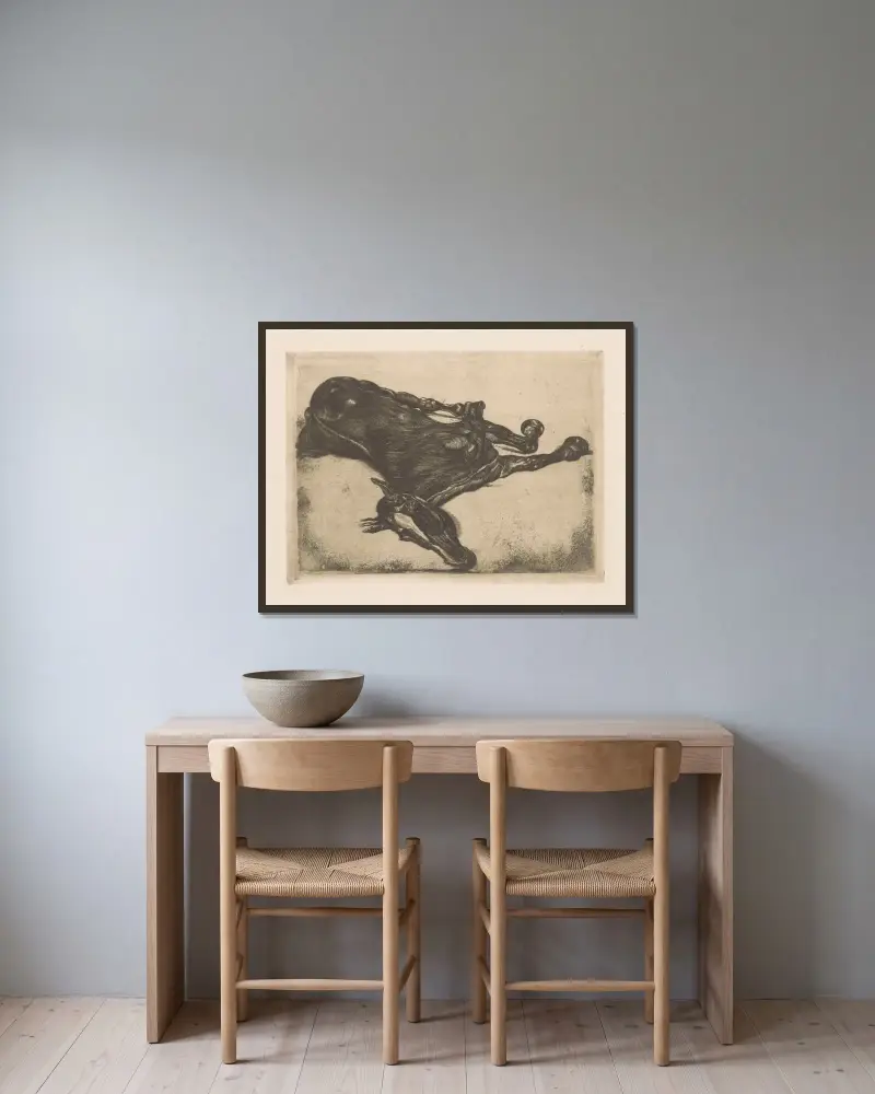 Totes Pferd, 1900 – Nr. 2 von Pieter Dupont gerahmt an einer Wand