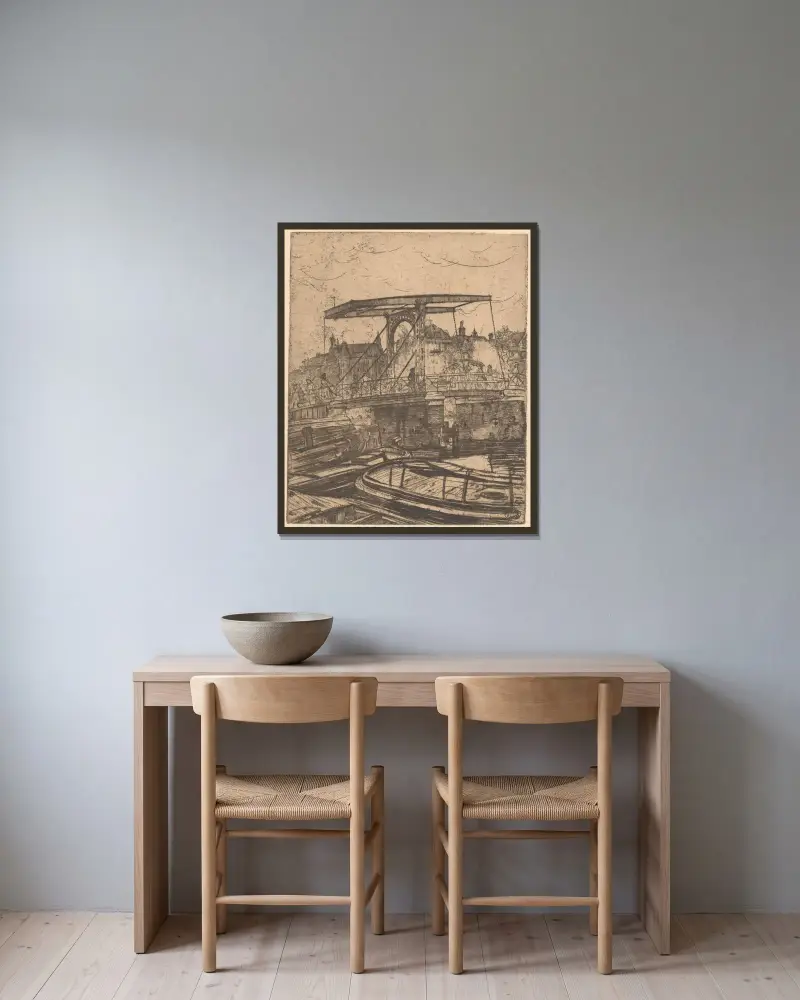 Magere Brug in Amsterdam von Pieter Dupont gerahmt an einer Wand
