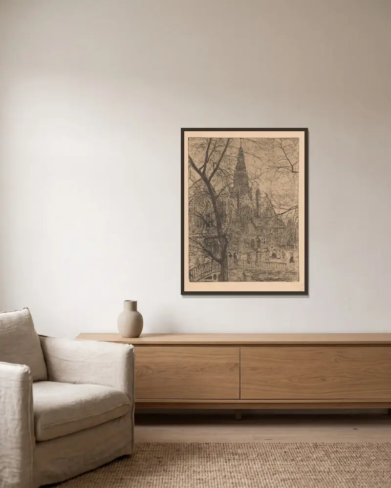 Oude Kerk in Amsterdam von Pieter Dupont gerahmt an einer Wand