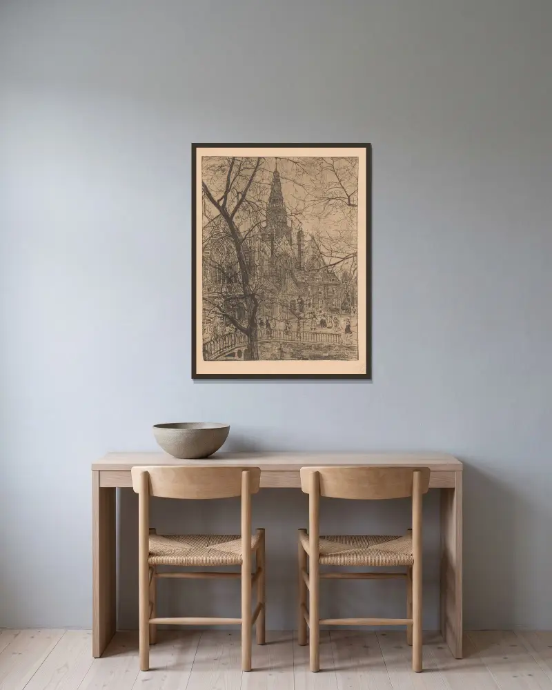 Oude Kerk in Amsterdam von Pieter Dupont gerahmt an einer Wand