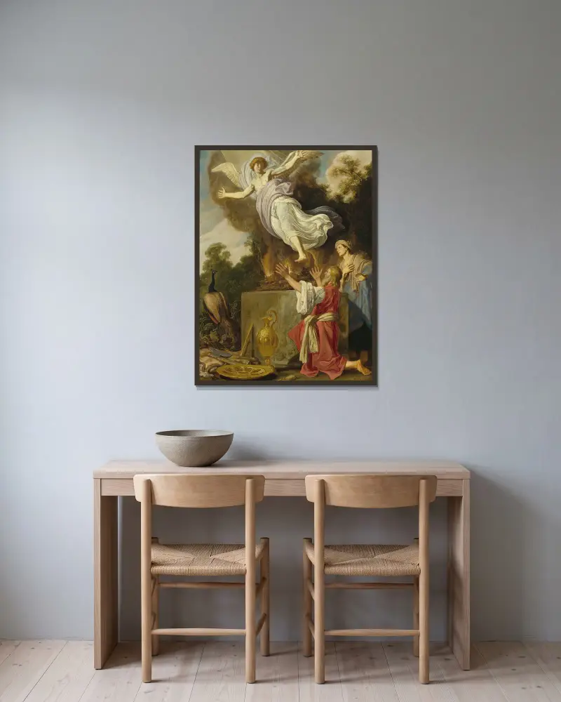 Sacrifice Of Manoah av Pieter Lastman inramad på en vägg