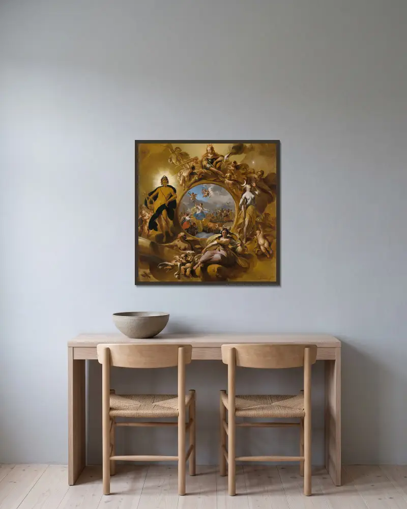 Allegory of Spring av Nicolaes Pietersz. Berchem inramad på en vägg