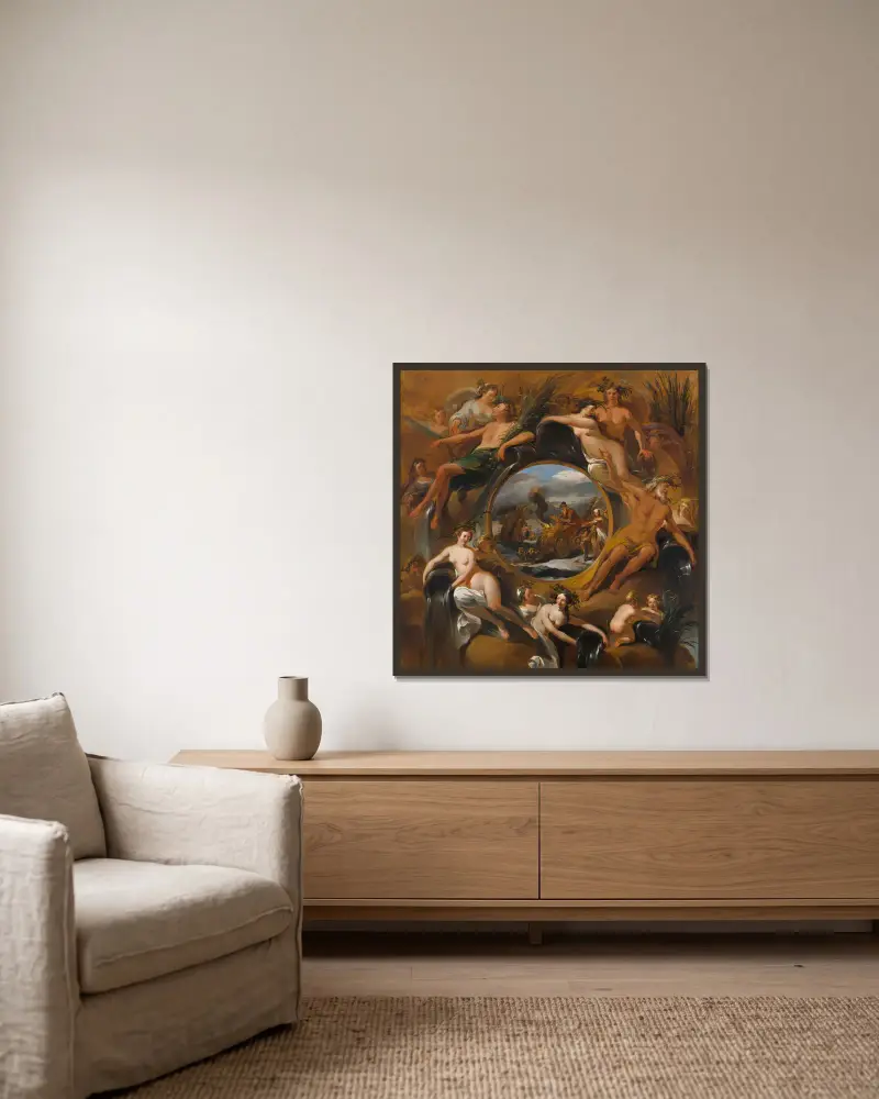 Alegoria zimy, Nicolaes Pietersz. Berchem w ramie na ścianie
