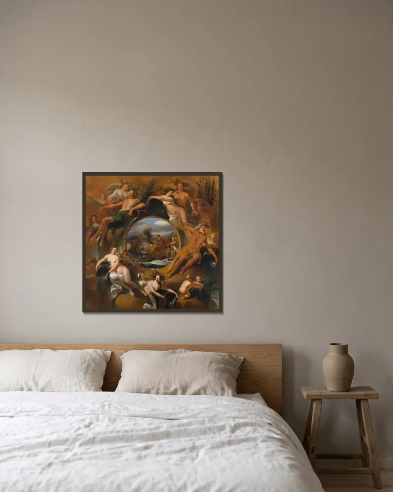 Alegoria zimy, Nicolaes Pietersz. Berchem w ramie na ścianie