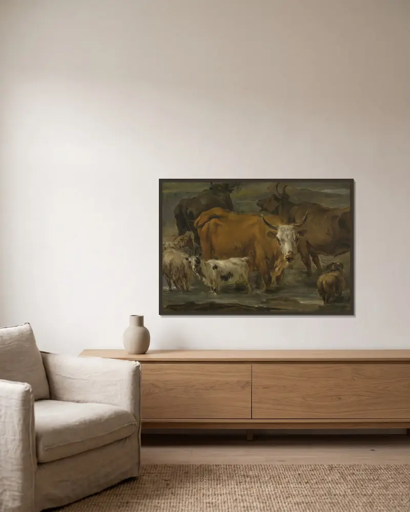 Studium zwierzęcia, Nicolaes Pietersz. Berchem w ramie na ścianie