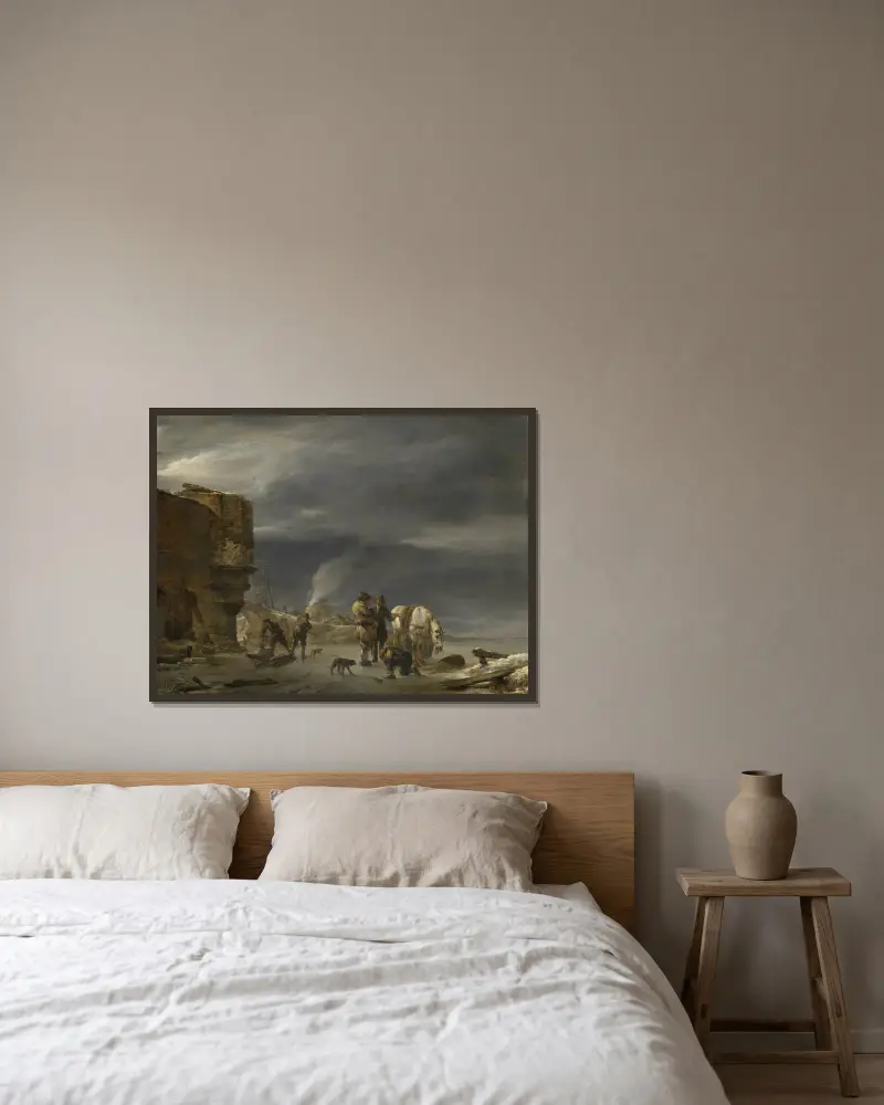 Na lodzie w pobliżu miasta, Nicolaes Pietersz. Berchem w ramie na ścianie