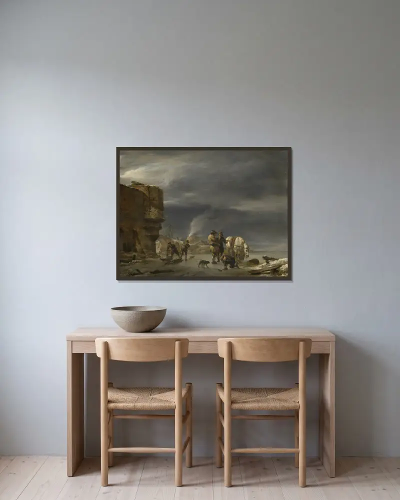 Na lodzie w pobliżu miasta, Nicolaes Pietersz. Berchem w ramie na ścianie