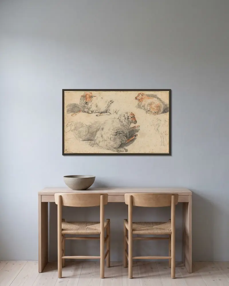 Ovce, Nicolaes Pietersz. Berchem v rámu na stěně