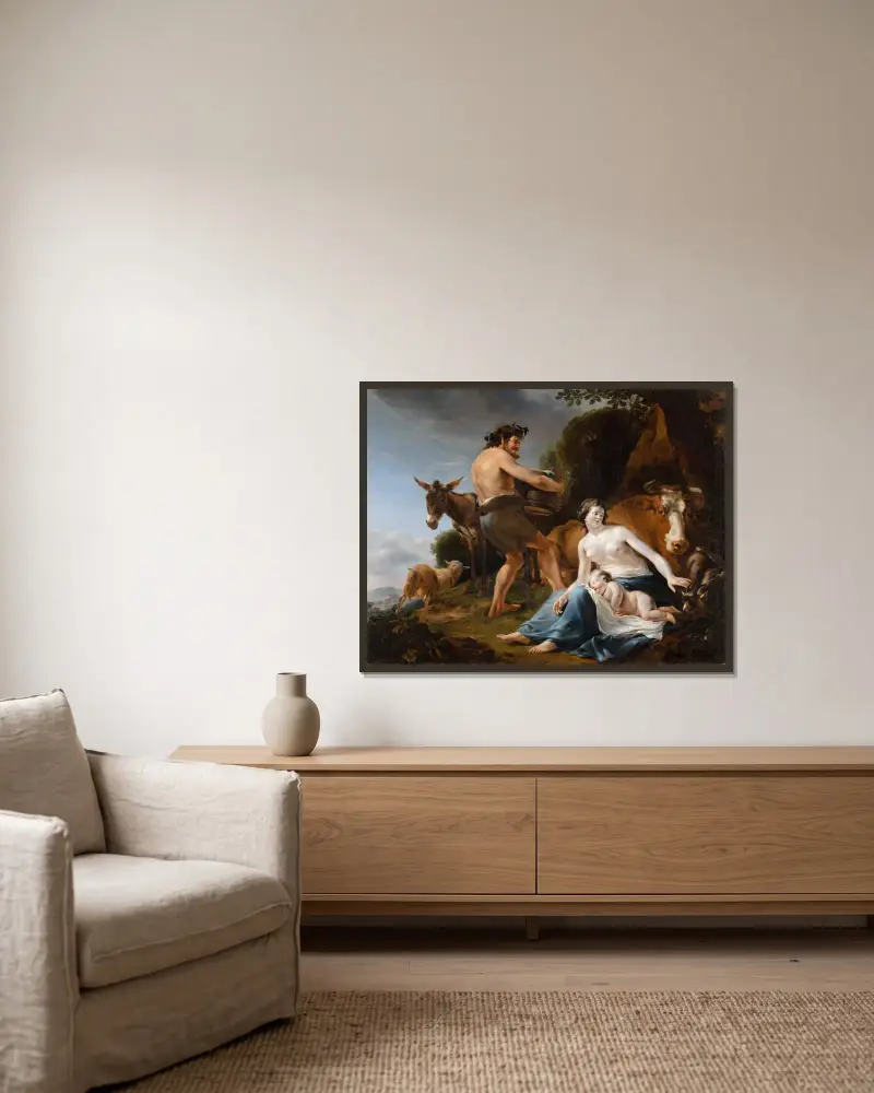 The Infancy of Zeus av Nicolaes Pietersz. Berchem inramad på en vägg