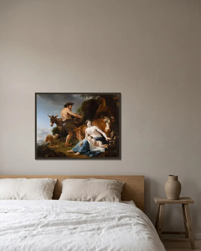 The Infancy of Zeus av Nicolaes Pietersz. Berchem inramad på en vägg