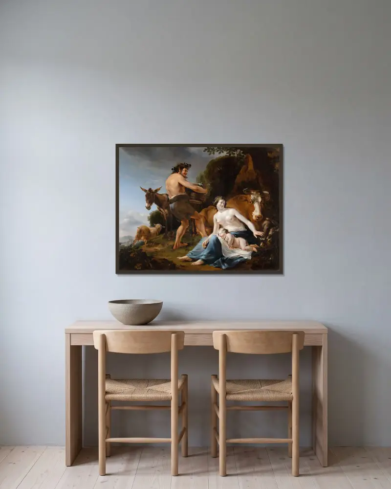 The Infancy of Zeus av Nicolaes Pietersz. Berchem inramad på en vägg