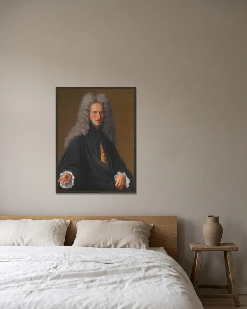 Porträtt av okänd adelsman av Pietro Longhi inramad på en vägg