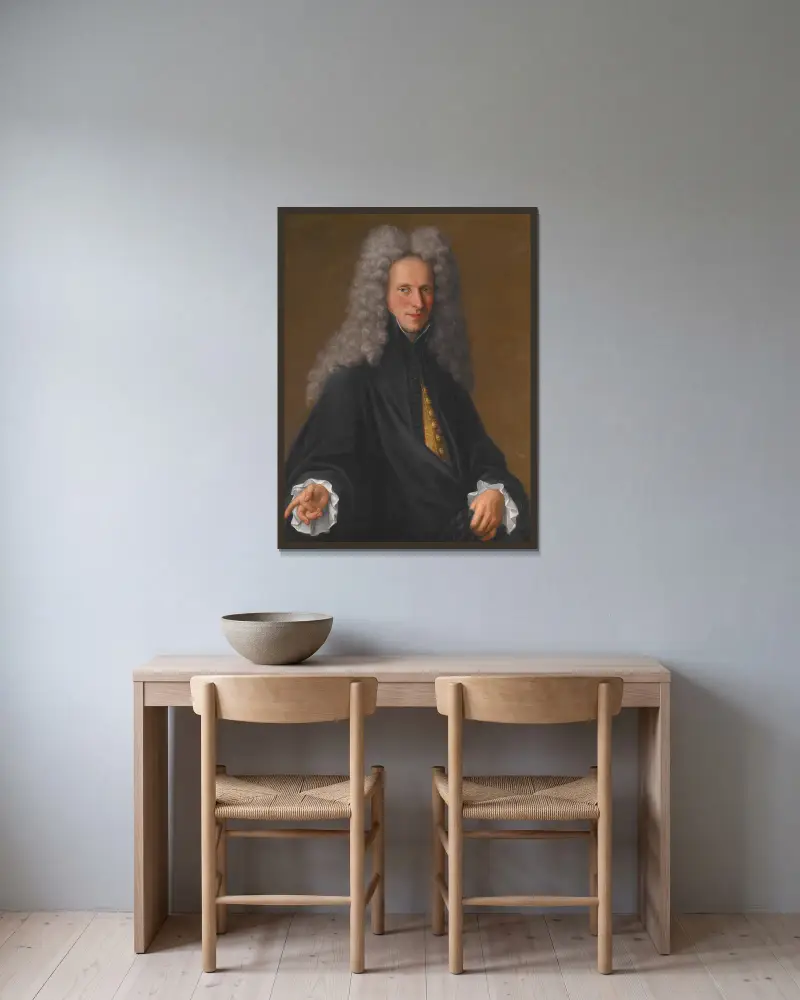Porträtt av okänd adelsman av Pietro Longhi inramad på en vägg