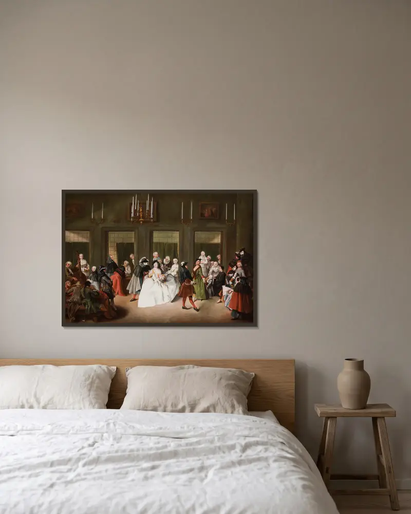 The Convent Parlour av Pietro Longhi inramad på en vägg