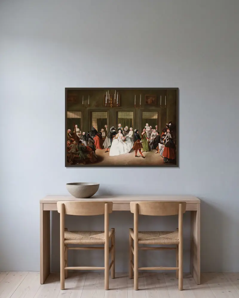 The Convent Parlour av Pietro Longhi inramad på en vägg