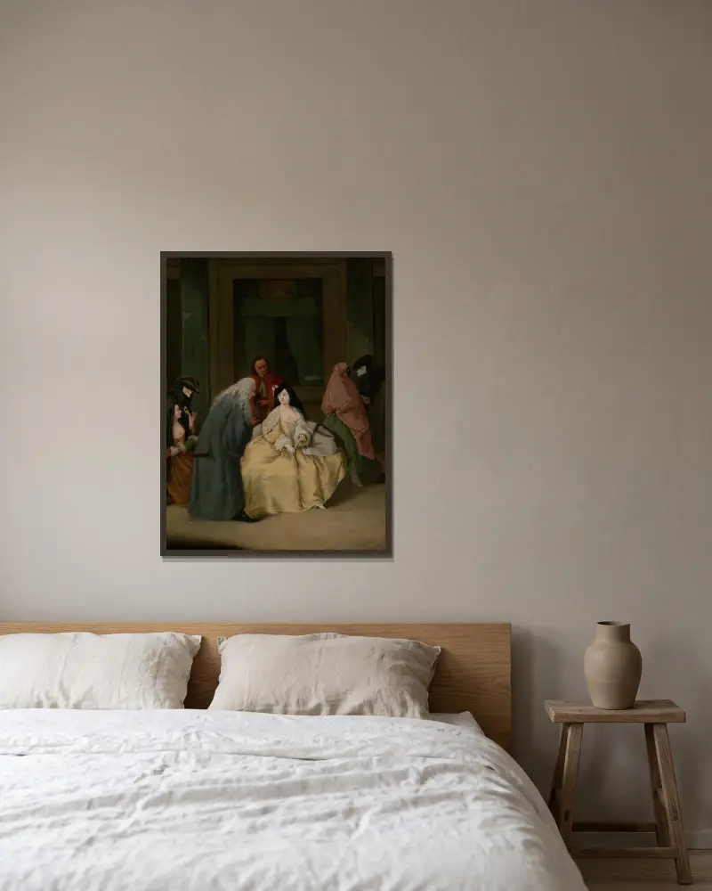 The Meeting av Pietro Longhi inramad på en vägg