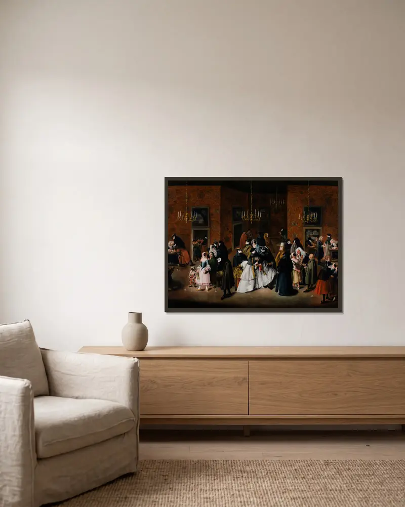 Das Ridotto von Pietro Longhi gerahmt an einer Wand