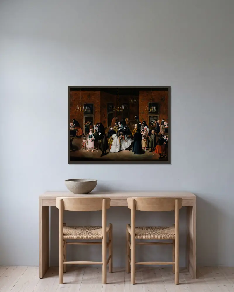 Das Ridotto von Pietro Longhi gerahmt an einer Wand