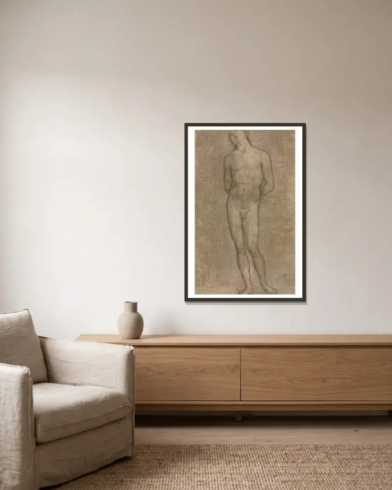 Saint Sebastian av Pietro Perugino inramad på en vägg