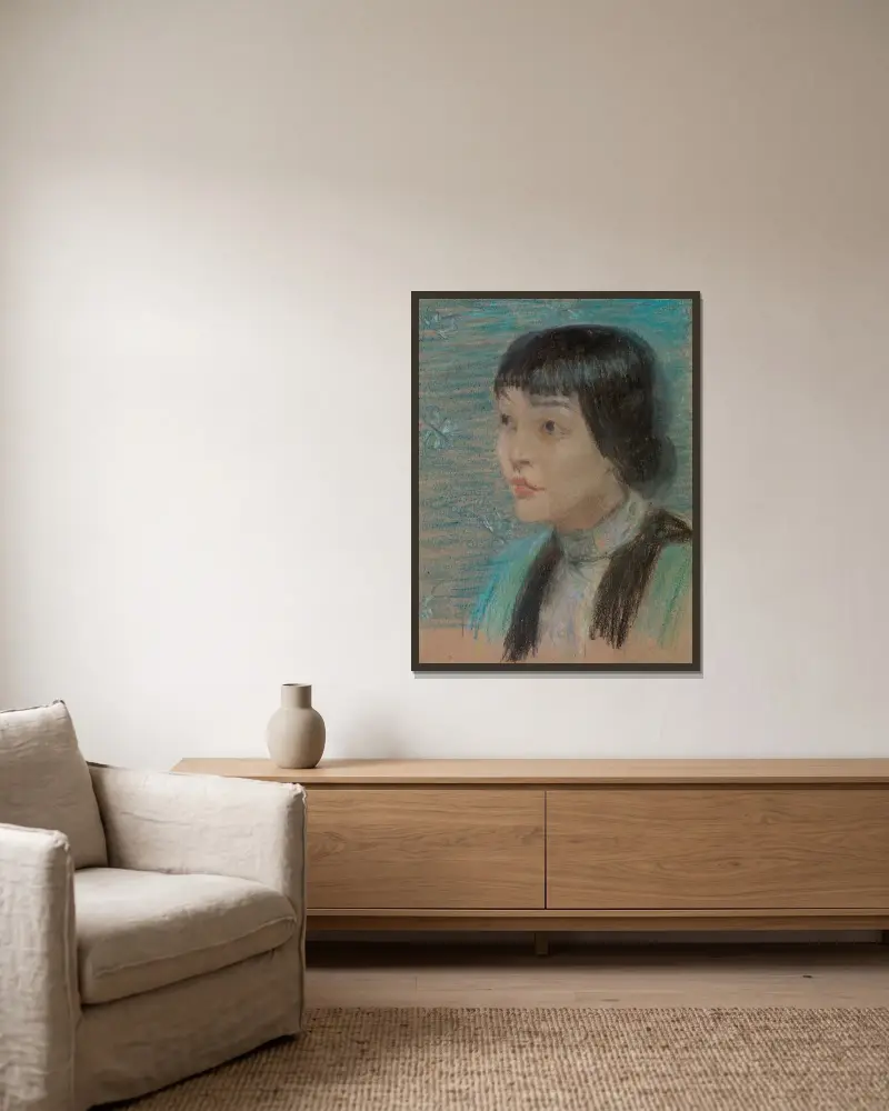 Anna May Wong av Alice Pike Barney inramad på en vägg