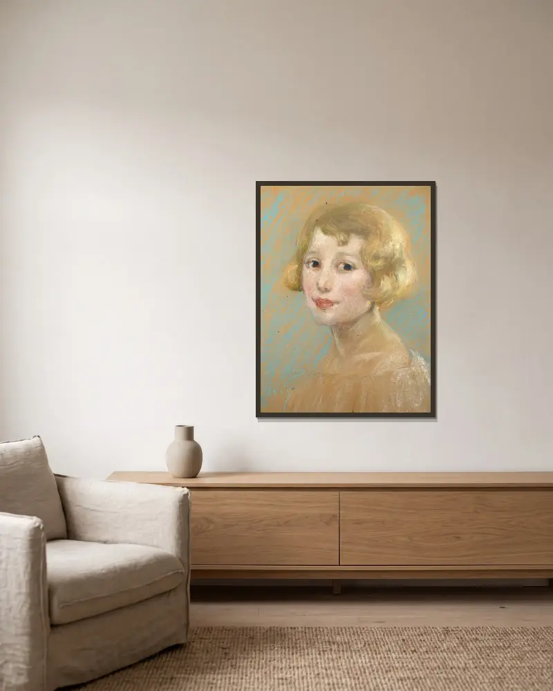 Blondes Mädchen von Alice Pike Barney gerahmt an einer Wand