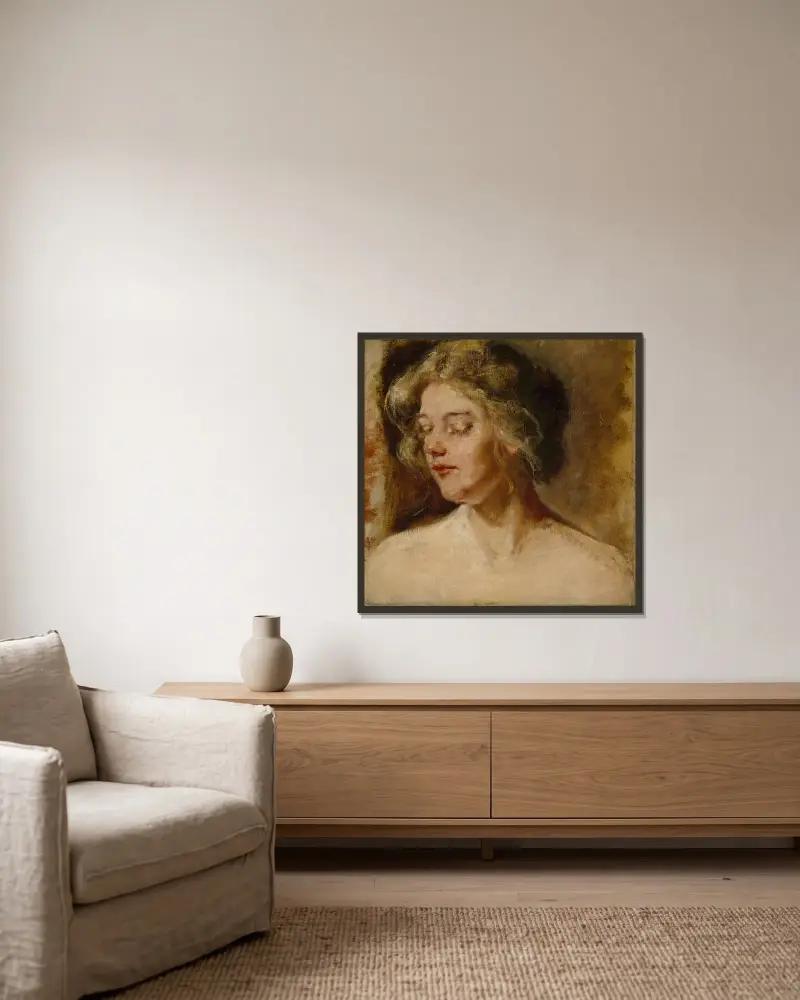 Blondes Studienmodell von Alice Pike Barney gerahmt an einer Wand