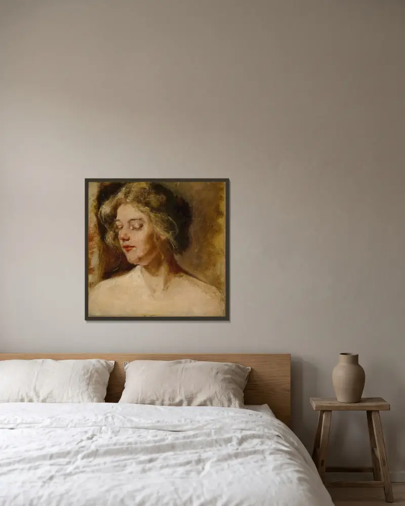 Blondes Studienmodell von Alice Pike Barney gerahmt an einer Wand