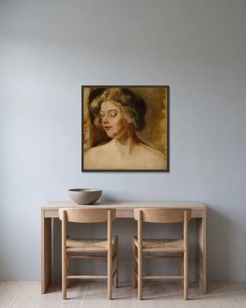 Blondes Studienmodell von Alice Pike Barney gerahmt an einer Wand