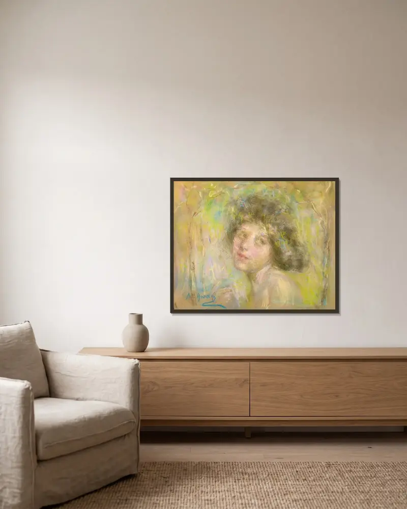 Blüte von Alice Pike Barney gerahmt an einer Wand