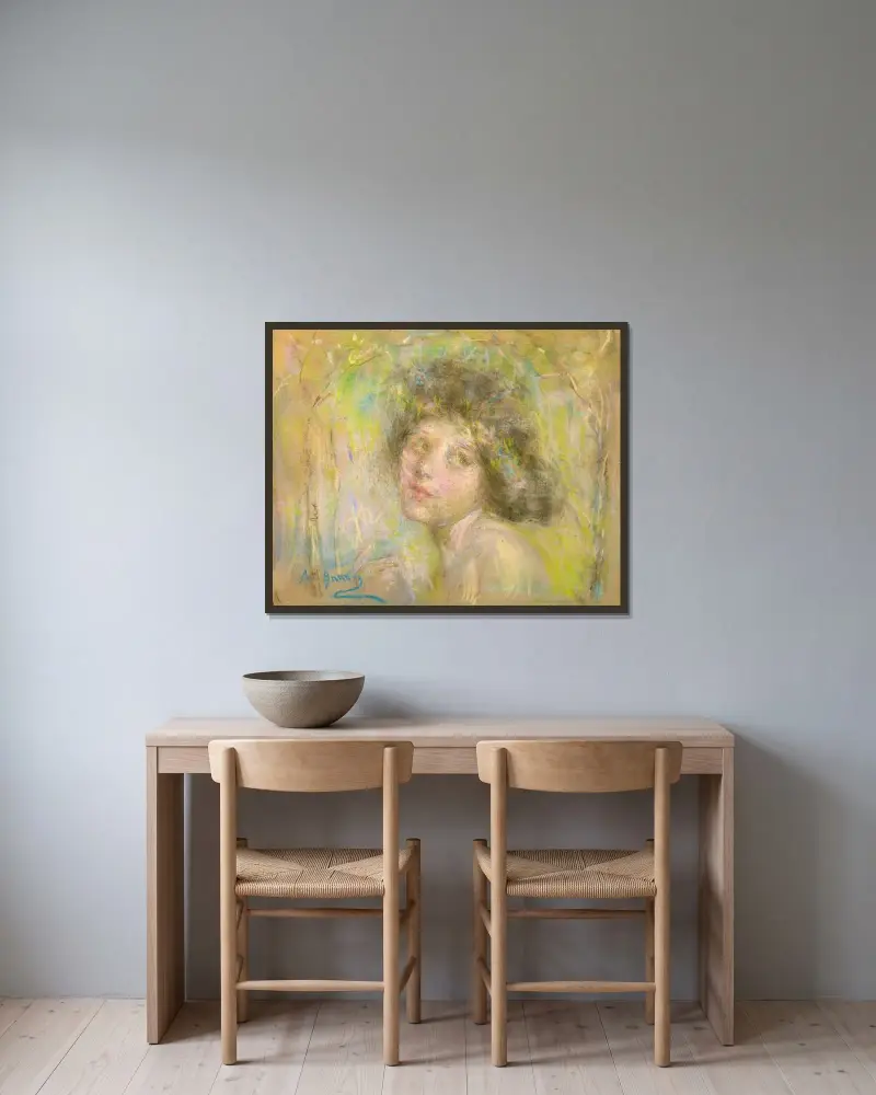 Blüte von Alice Pike Barney gerahmt an einer Wand
