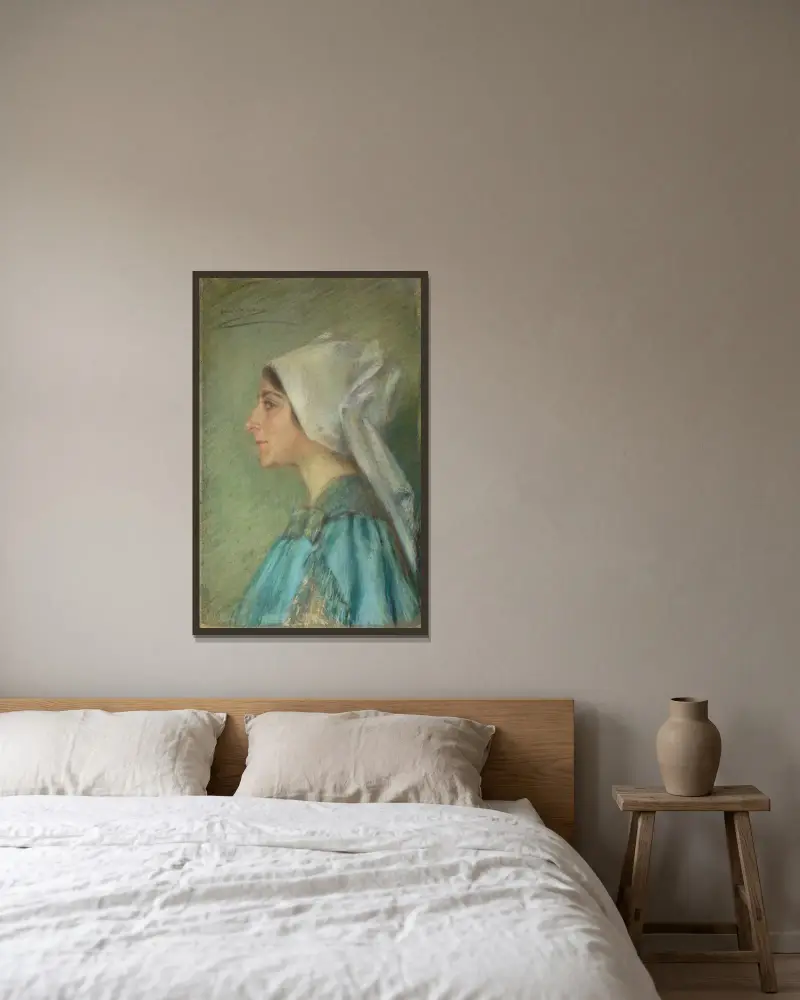 Brittany Bonnet av Alice Pike Barney inramad på en vägg
