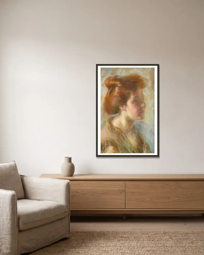 Mädchen mit tizianrotem Haar von Alice Pike Barney gerahmt an einer Wand