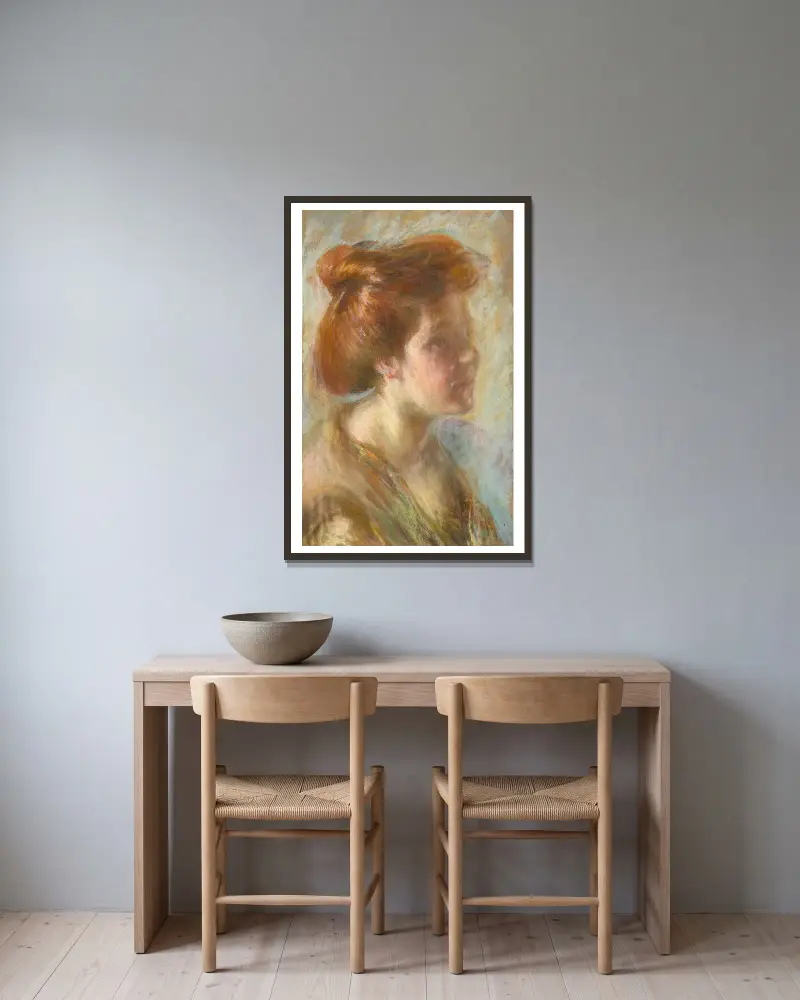 Mädchen mit tizianrotem Haar von Alice Pike Barney gerahmt an einer Wand