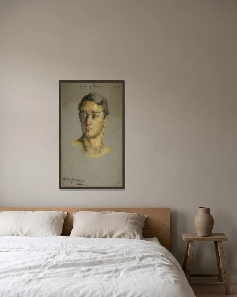 Hippolyte Thom av Alice Pike Barney inramad på en vägg