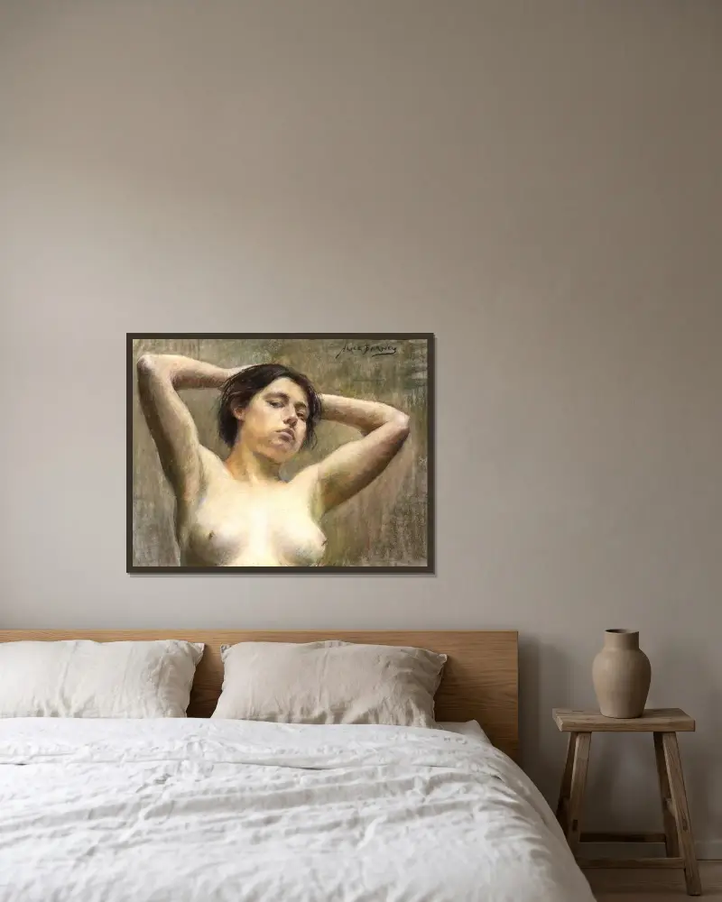 In Pose von Alice Pike Barney gerahmt an einer Wand