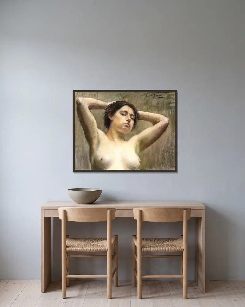 In Pose von Alice Pike Barney gerahmt an einer Wand
