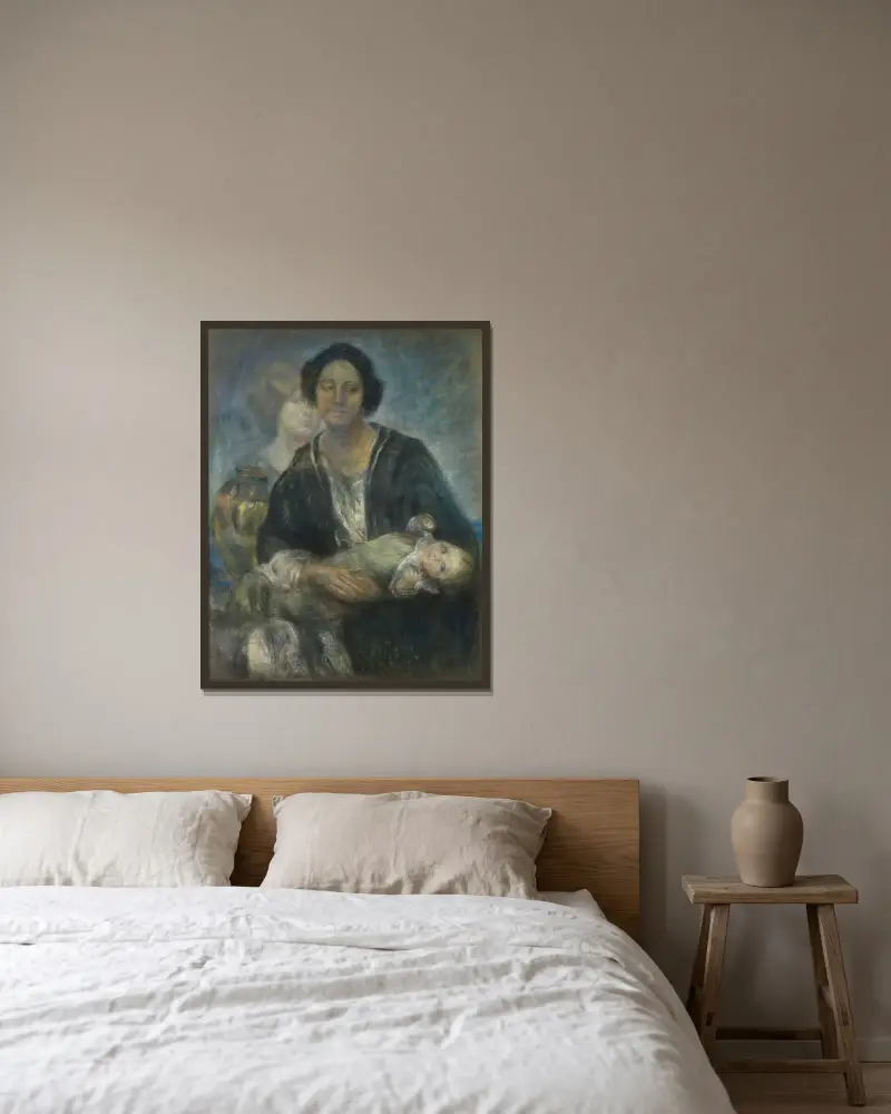 Italiensk kvinna med barn av Alice Pike Barney inramad på en vägg