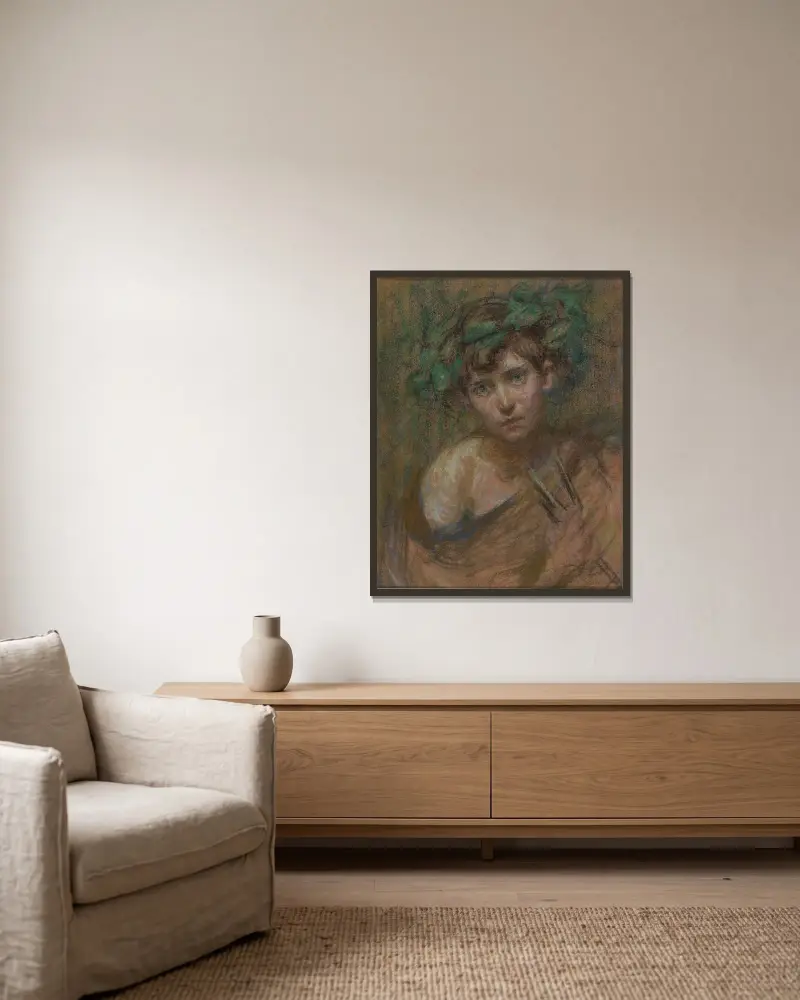 Jeune Faune av Alice Pike Barney inramad på en vägg