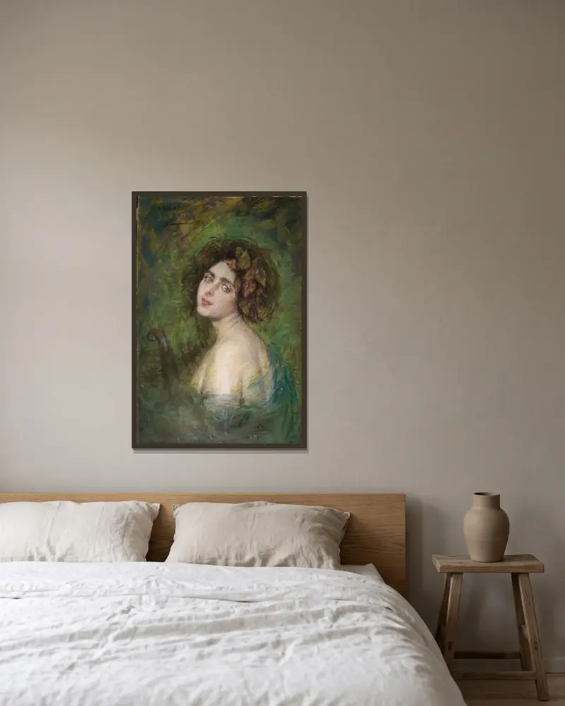 La Cigale av Alice Pike Barney inramad på en vägg