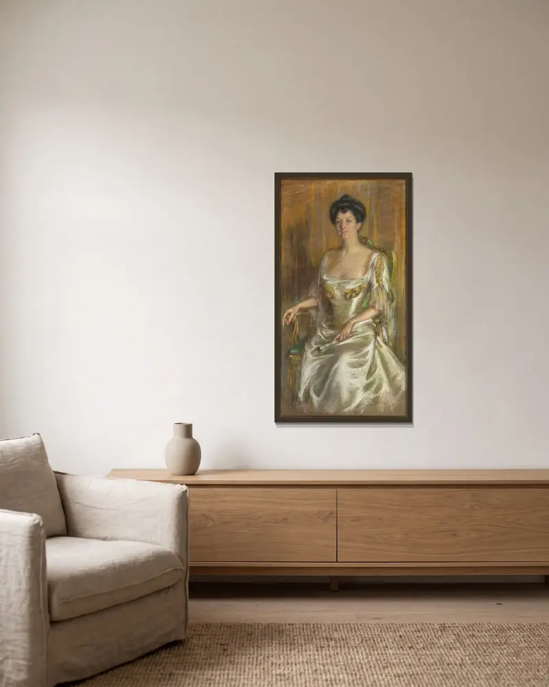 Dame mit Fächer von Alice Pike Barney gerahmt an einer Wand