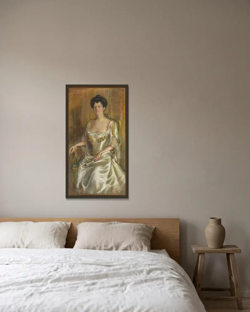 Dame mit Fächer von Alice Pike Barney gerahmt an einer Wand
