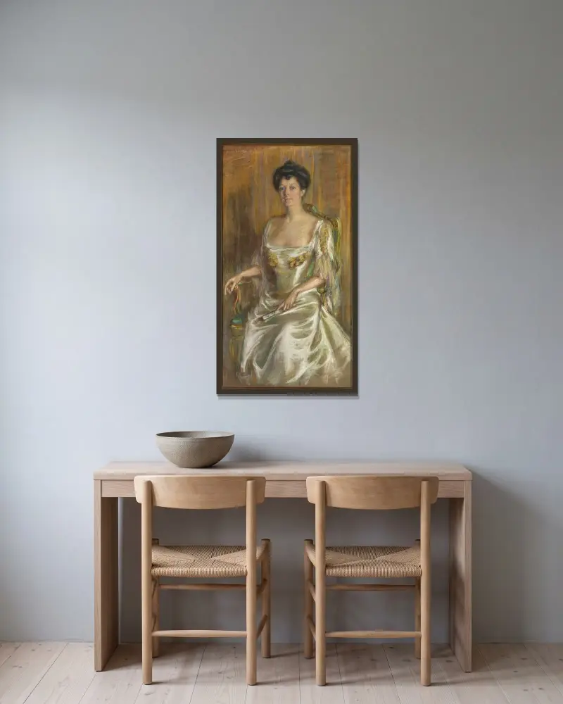 Dame mit Fächer von Alice Pike Barney gerahmt an einer Wand